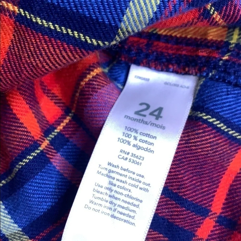 Carter’s Primary Color Plaid Button Down Flannel